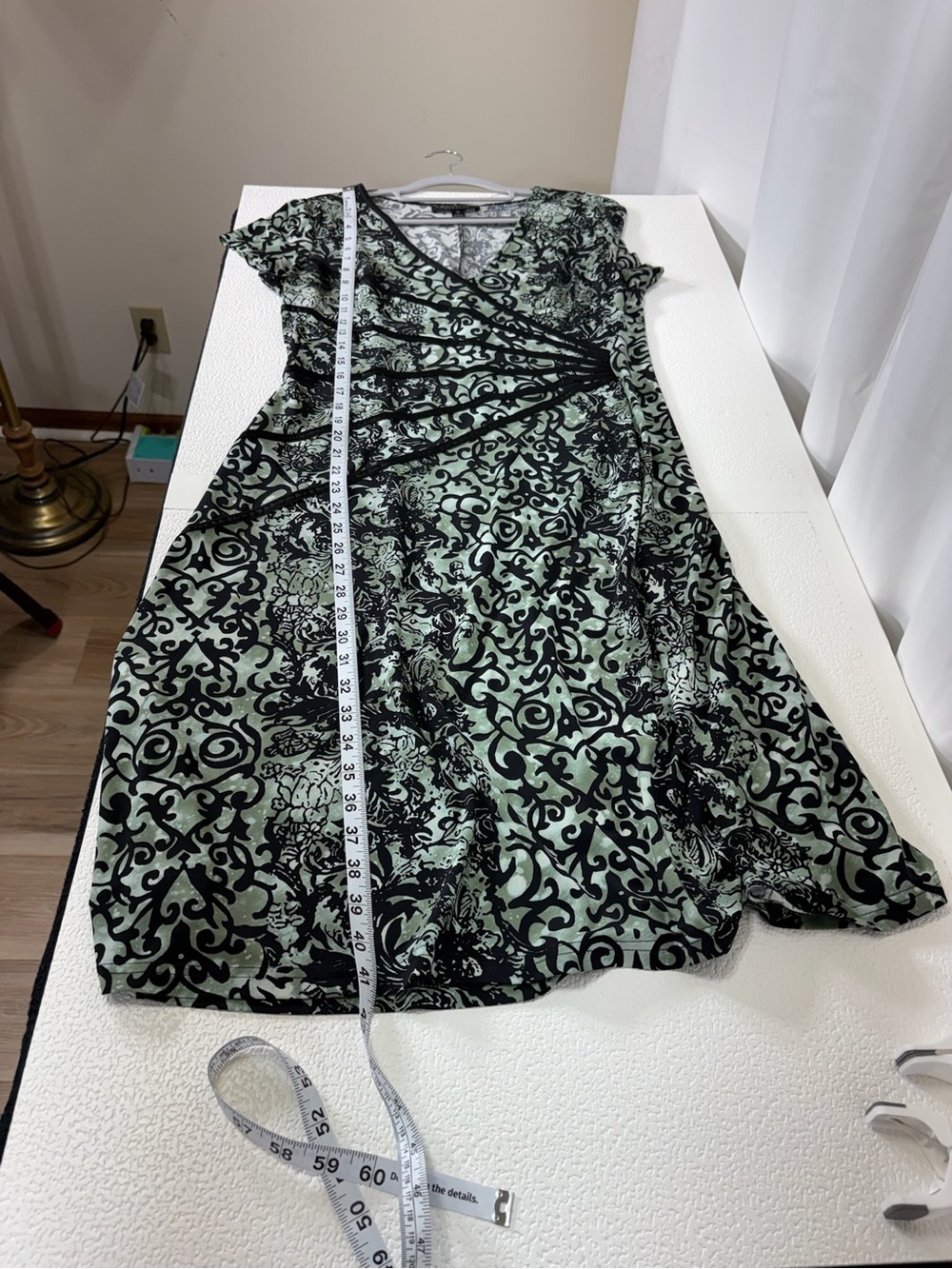 connected apparel Mint Green and Black Patterned Wrap-Style Midi Dress 3977 - Picture 10 of 11
